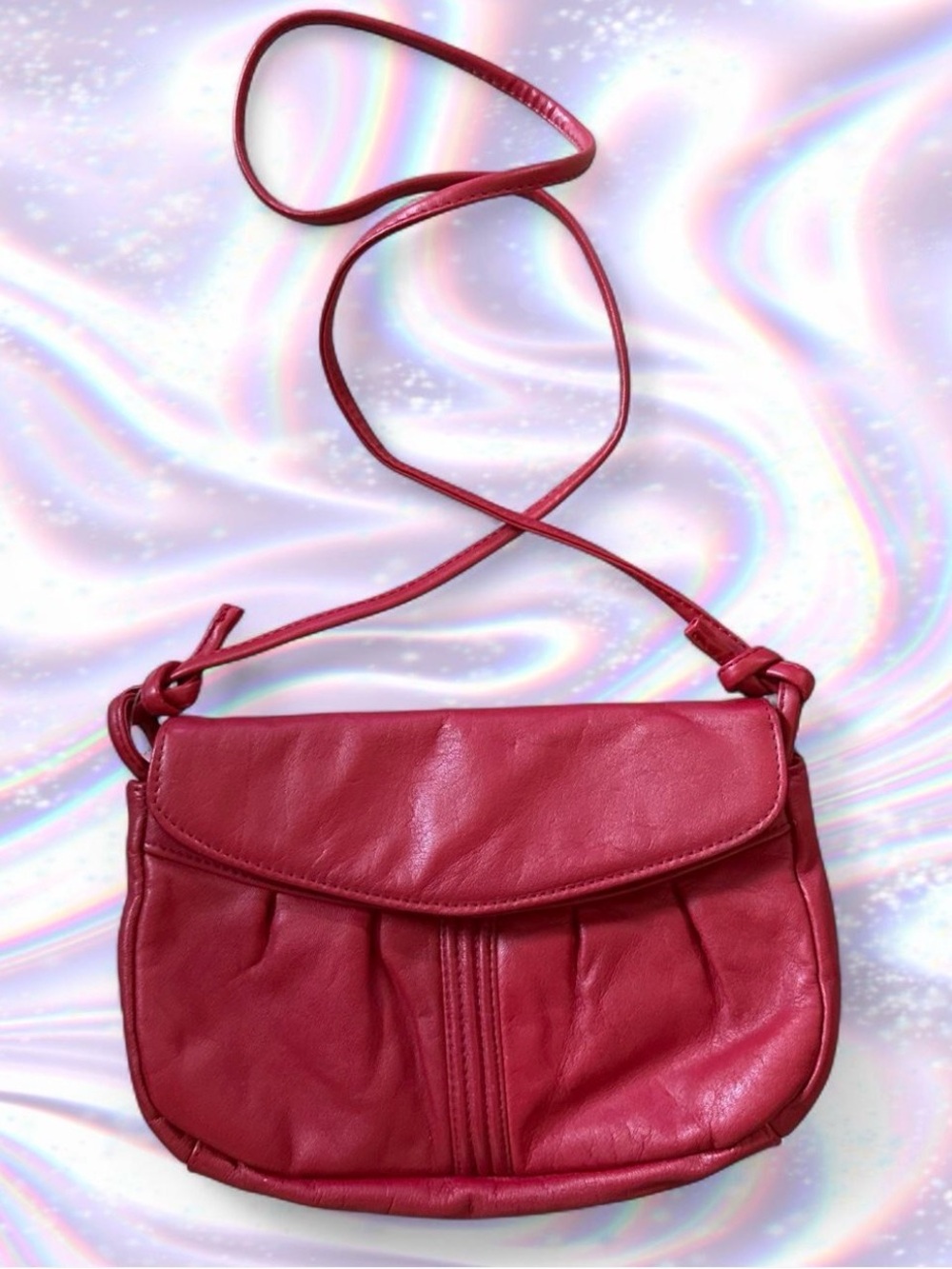Women's Red Faux Leather Crossbody Bag - Classic Everyday Style